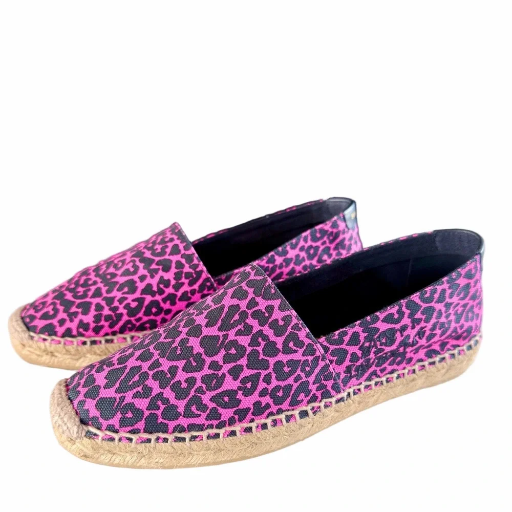 Ysl Pink Heart Animal Print Espadrilles- 36.5
